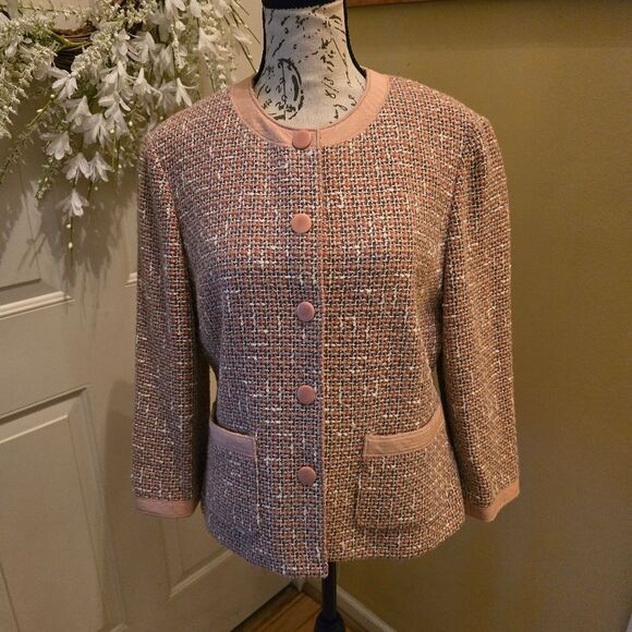 NINE WEST PINK/GRAY TWEED JACKET - Picture 1 of 10